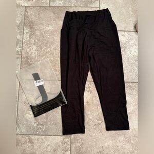 V Cross Waist Band Black Leggings - Yoga Gym Pants Tights